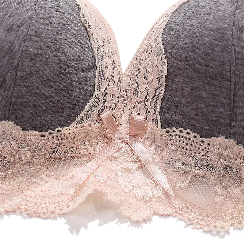 Женский кружевной бюстгальтер бесшовный хлопковый с пуш ап чашечкой CD размера