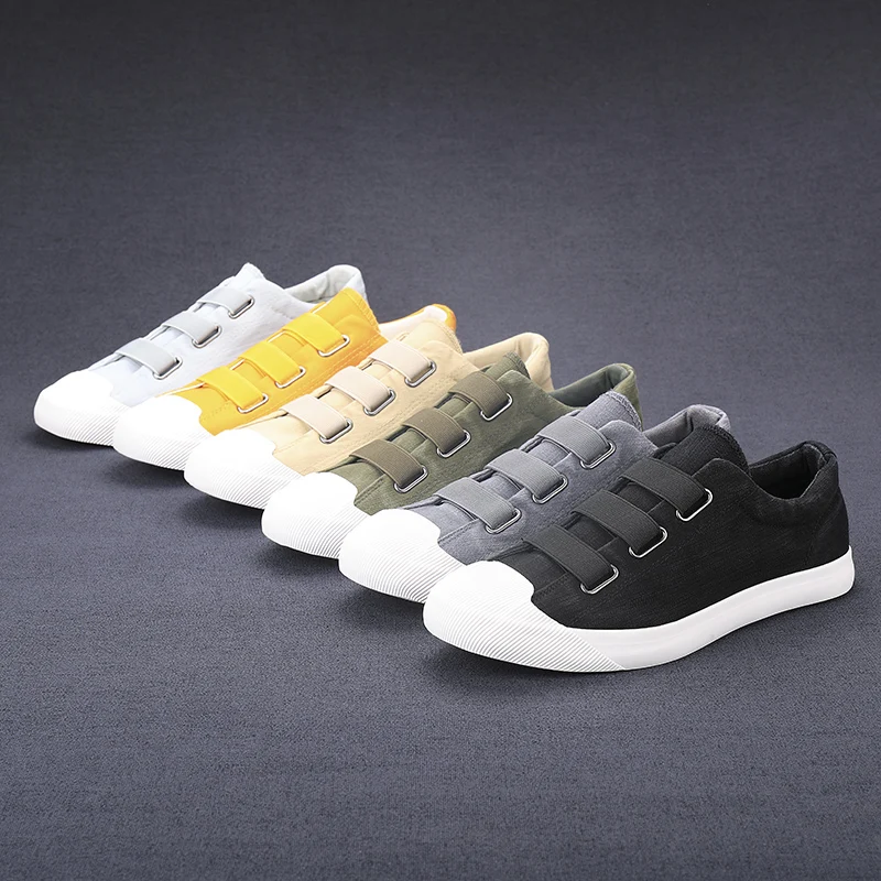 

New Black Men's Canvas Sneaker Shoes Man Casual Slip on Loafers Breathable Mens Sneakers