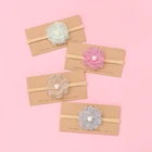 Повязка на голову детская кружевная с цветами, 1 шт.