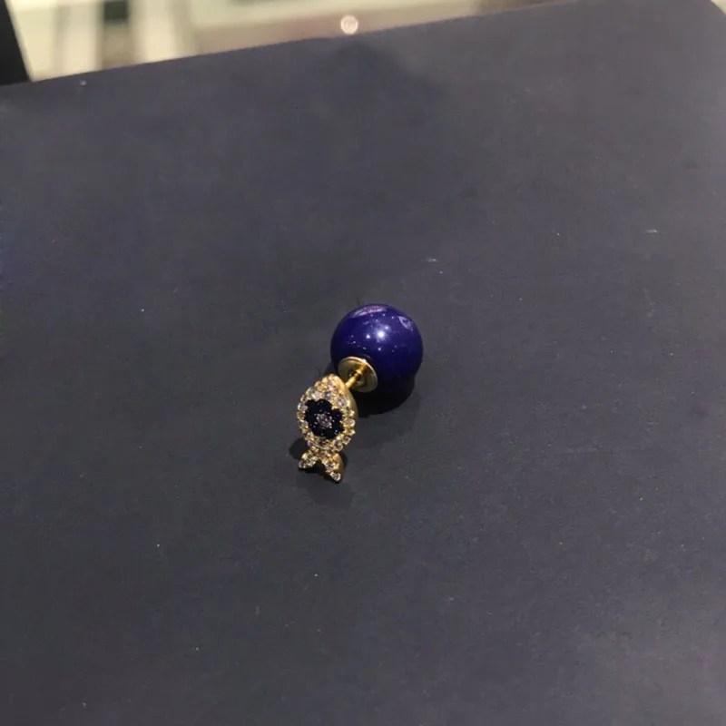 UMGODLY Luxury Brand 1PC Yellow Gold Color Lucky Eye Fish Lapis Stud Earrings Pave Cubic Zirconia Women Fashion Jewelry | Украшения и
