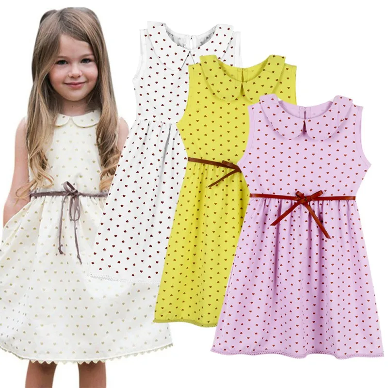 Милое летнее платье принцессы в горошек без рукавов для девочек милое детское