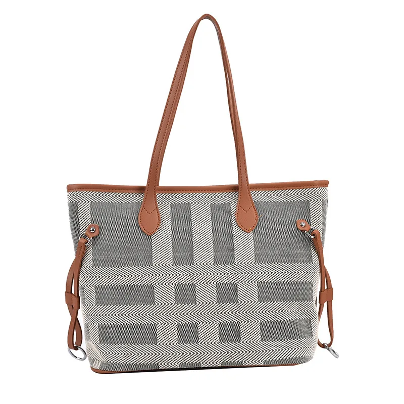 

2021 All-Match Western-Style Plaid Printing Brand Luxury Canvas Commuter Large-Capacity Fashion Women Shoulder Portable Tote Bag