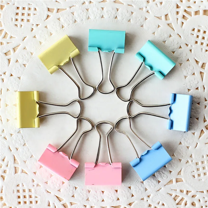 10 шт./лот 19 мм милые красочные металлические зажимы Kawaii зажим для бумаги бульдога