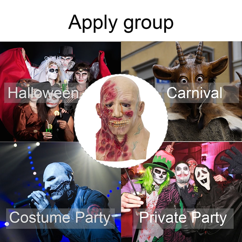 

Waylike Halloween Zombie Mask Adult Scary Horror Latex Mask Rotface Easter Costume Party Mask Halloween Costumes Party