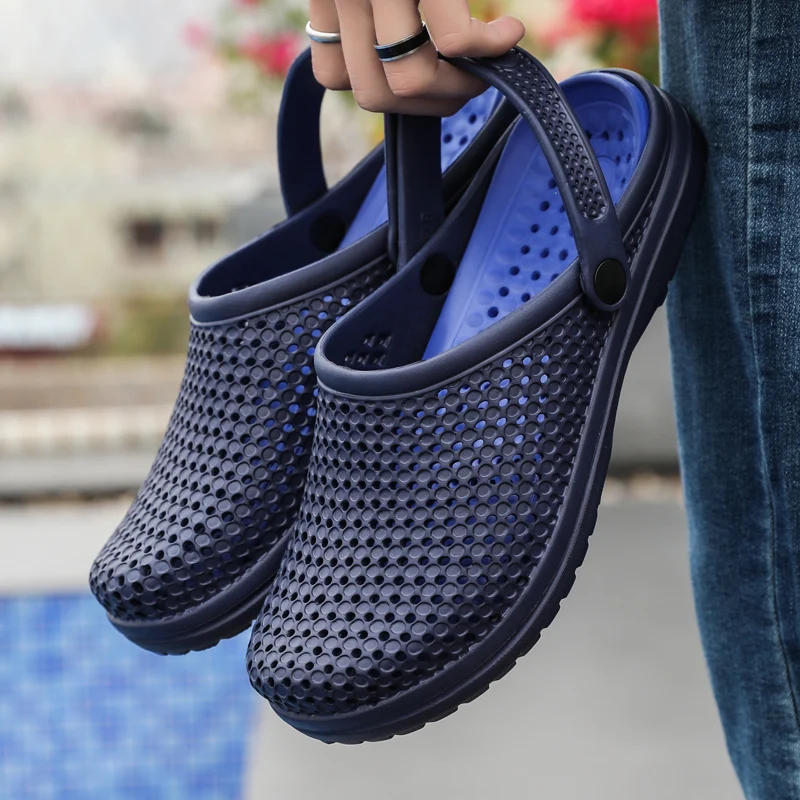 Мужские сандалии сабо Coslony черные с ремешками для пляжа и плавания большие