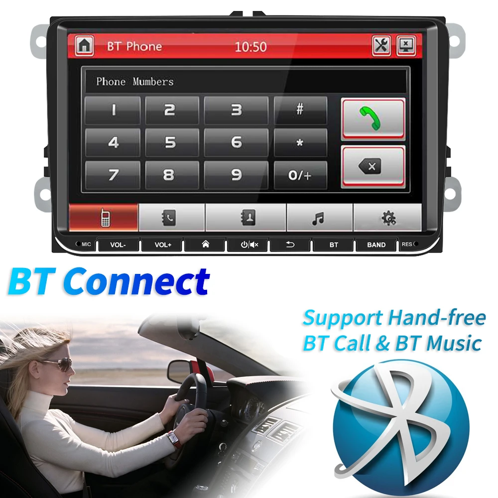 Автомобильный мультимедийный плеер AMPrime автомагнитола с сенсорным экраном для