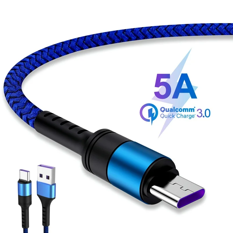

5A 1m USB Type C Cable Micro USB Fast Charging Mobile Phone Android Charger Type-C Data Cord For Huawei P40 Mate 30 for Xiaomi