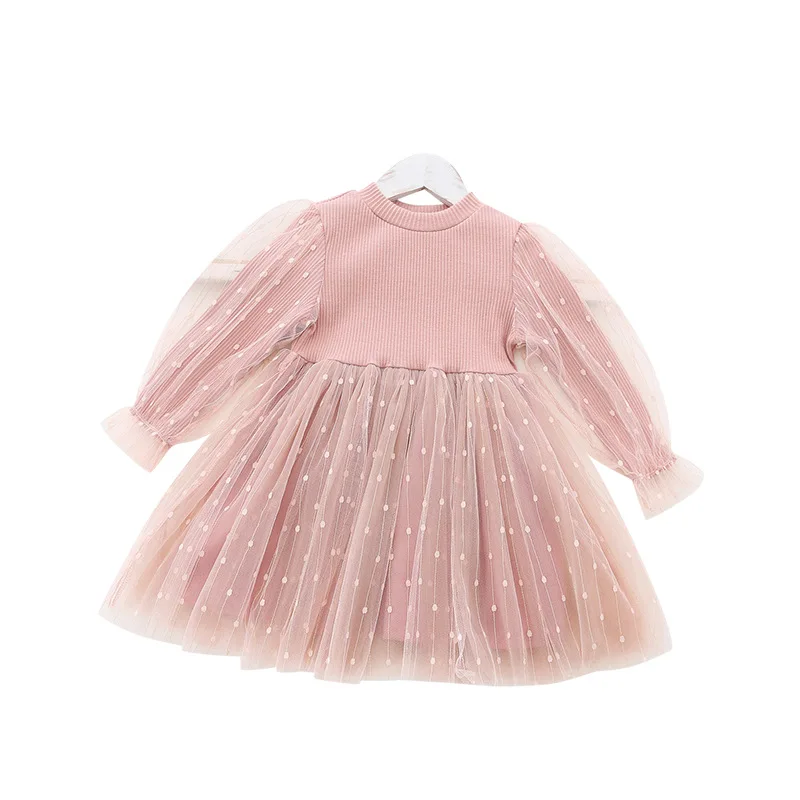 Весна 2020 платья для девочек детская одежда пышные вязаные принцессы из газовой