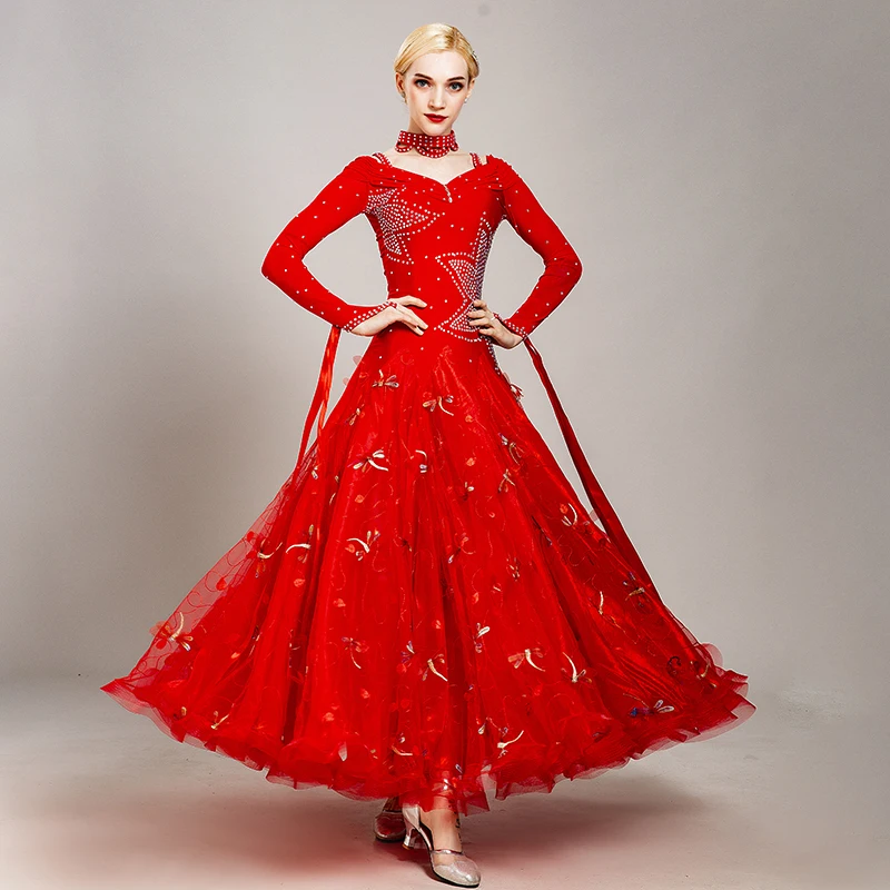 Бальное платье для танцев женское бальное стандартное вальса с бахромой костюмы