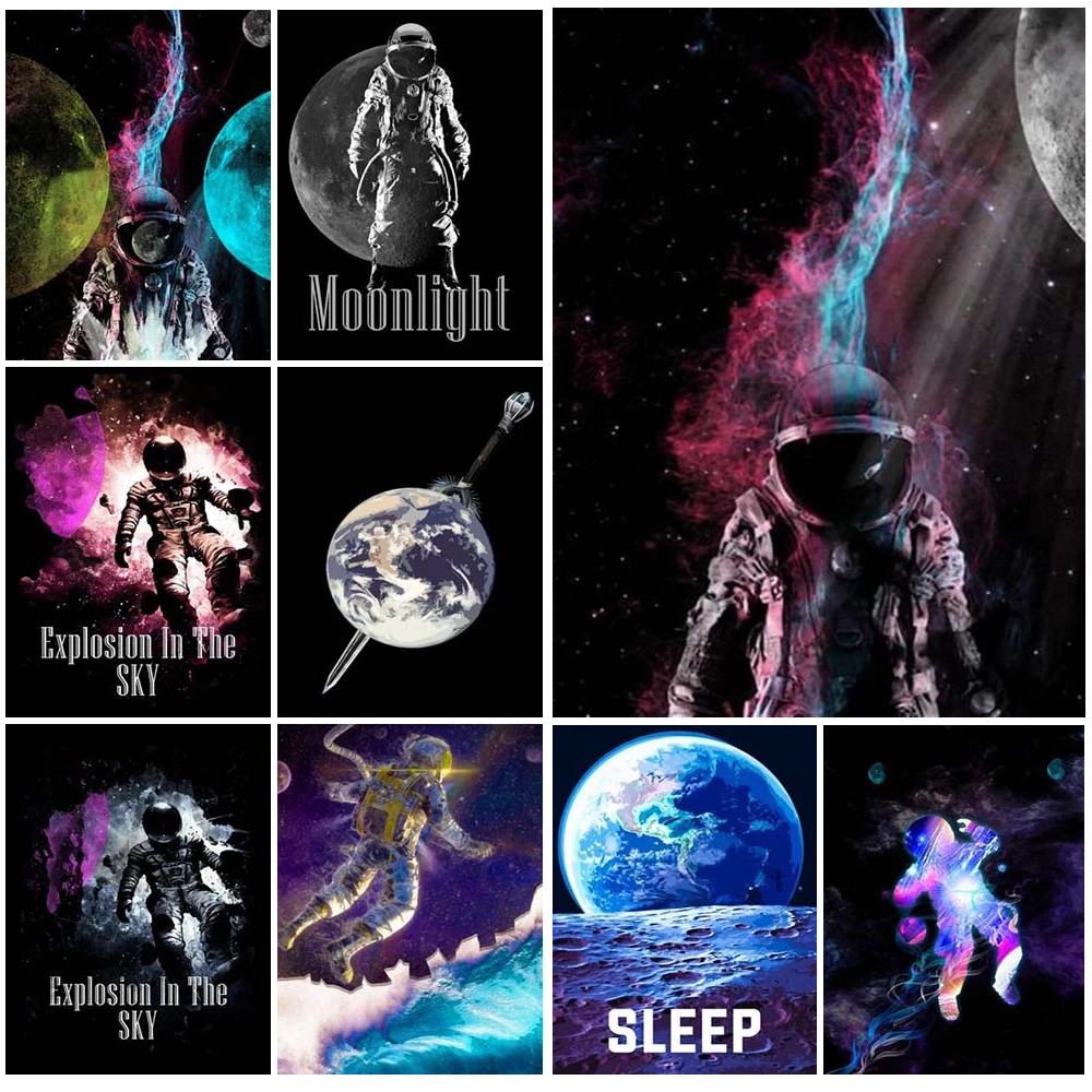 Астронавт лунный свет Исследование Вселенной плакаты настенные картины для