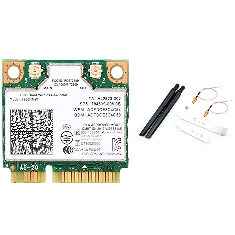 

1200Mbps Wireless AC7260 Wifi Card 7260HMW Mini PCI-E 2.4G/5Ghz Adapter 802.11Ac IPEX Antennas Wireless Network Card
