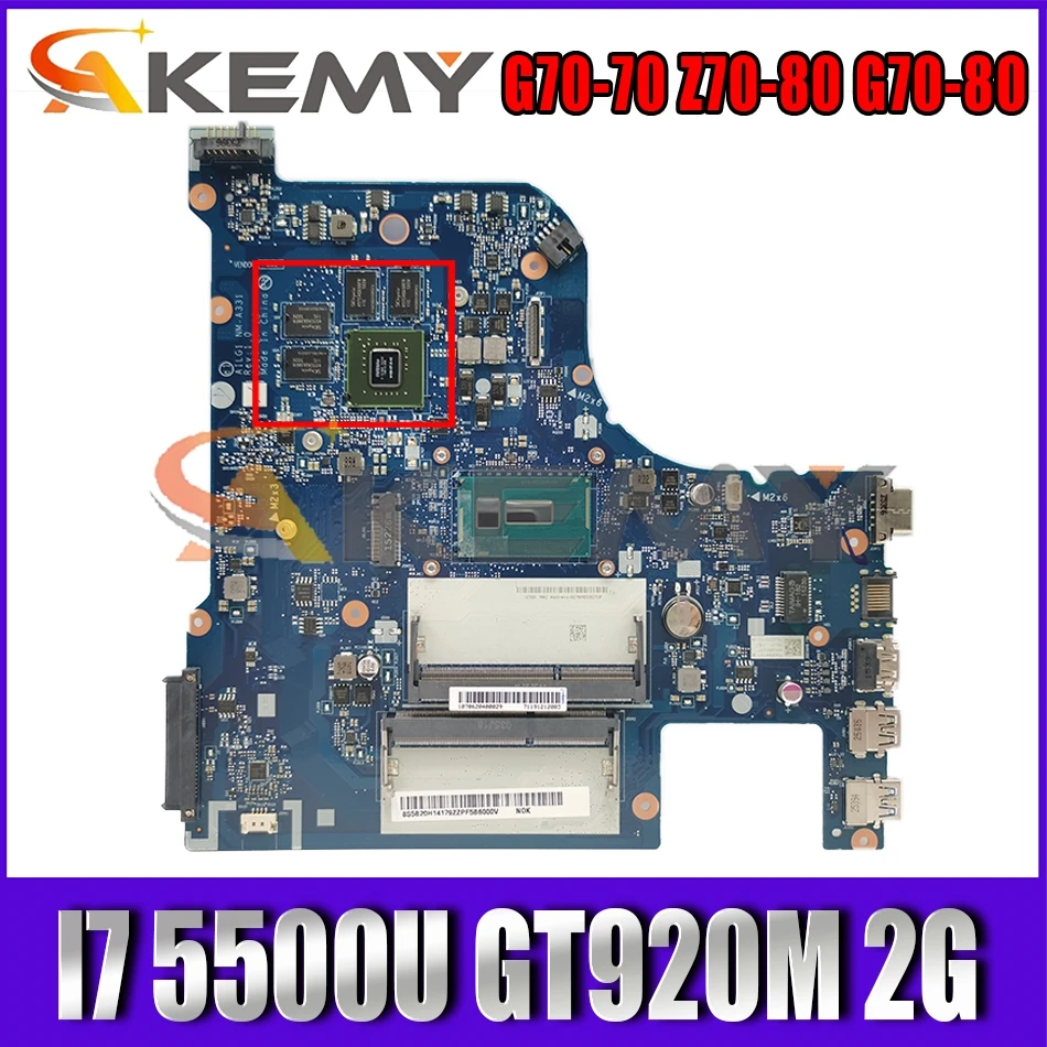 

Akemy AILG1 NM-A331 Motherboard For Lenovo G70-70 Z70-80 G70-80 Laptop Motherboard CPU I7 5500U GT920M 2G 100% Test Work