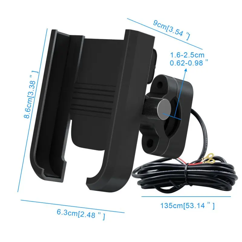 

360 Degree Motorcycle Handlebar Phone Holder Rechargeable Stand Mount For iPhone Xiaomi Samsung 4-6.5