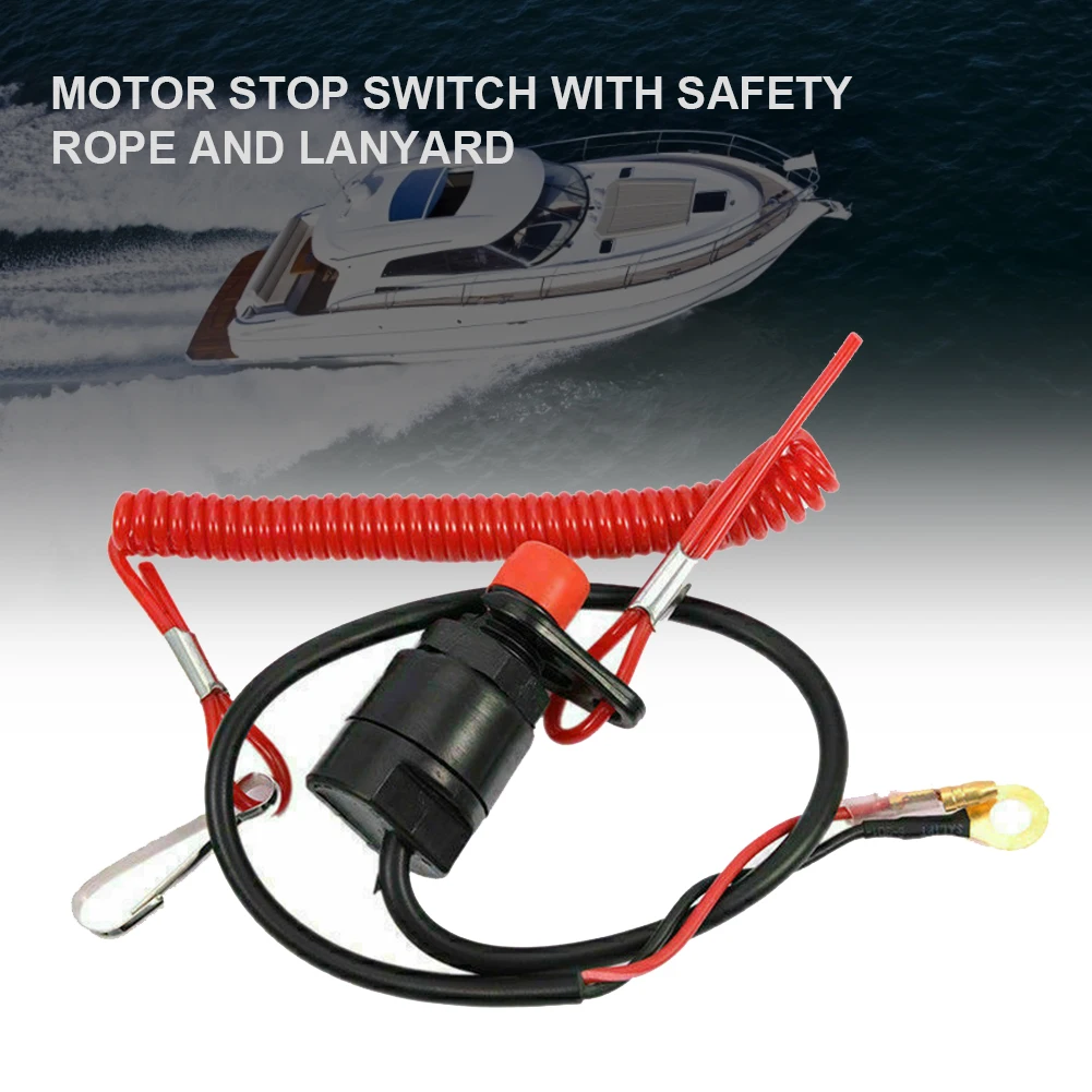 

Universal Boat Outboard Engine Motor Kill Urgent Stop Switch with Safety Tether Lanyard Up To 160 cm 63" Safety Tether Universal