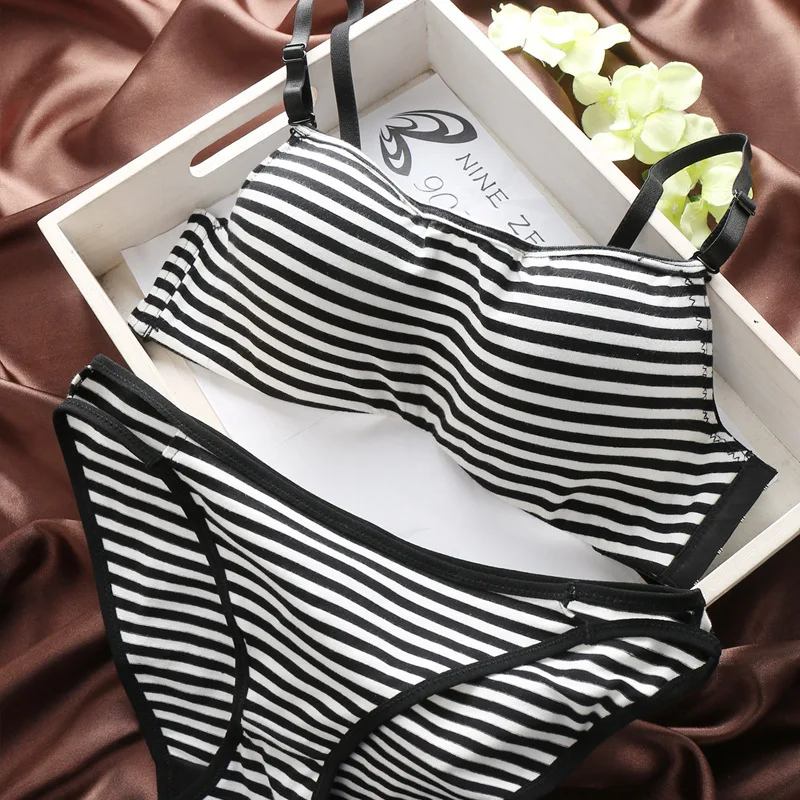 

New style pure cotton flat mouth tube top ladies underwear bra, casual comfortable sexy cotton bra set