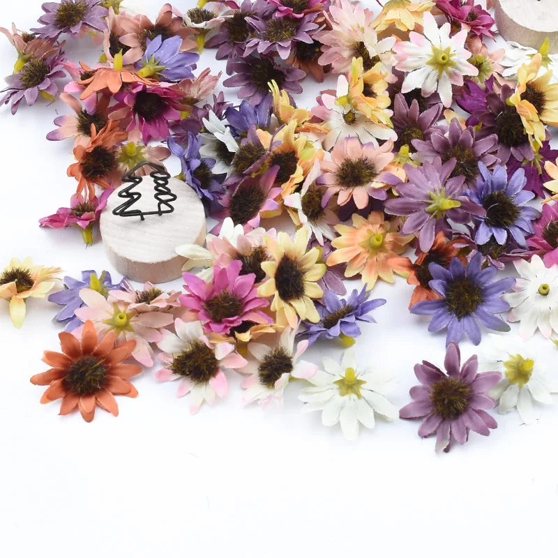 30/50/100 Штук декоративные цветы МИНИ пыльника подсолнуха рождественские украшения для дома подарки своими руками коробка для конфет искусственные