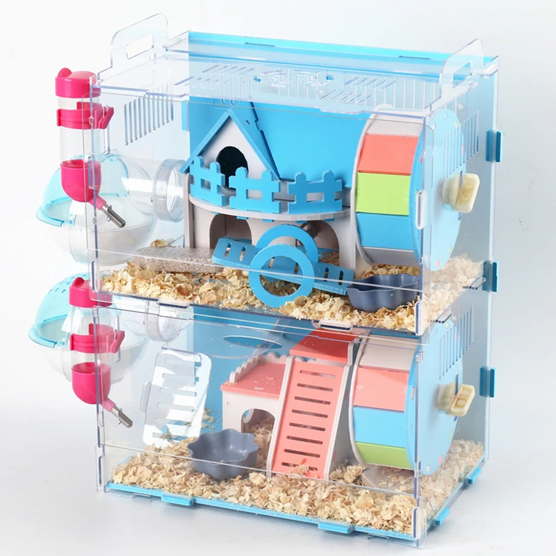 

Hamster Cage Acrylic Super Villa Golden Bear Transparent Single and Double Layer Castle Foundation Luxury