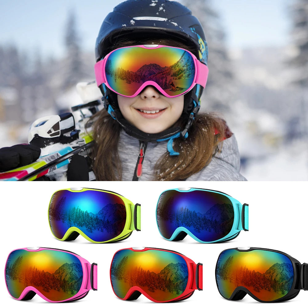 Детские лыжные очки Анти-туман двойные линзы снежные для зимних видов спорта