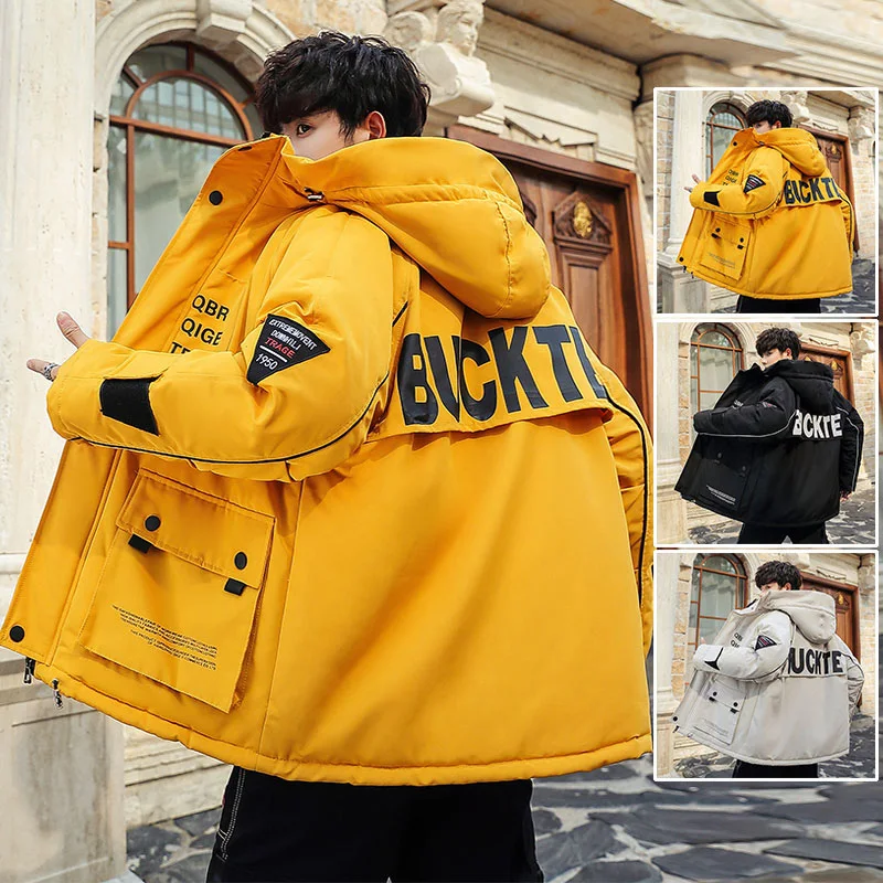 

2020 New Winter Men Jacket Casual Parka Hooded jacket Waterproof Thicken Warm Loose print Outwear Large size Coat 5XL