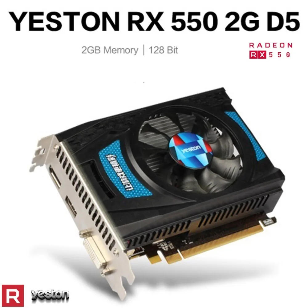 

Yeston Graphics Card RX550-2G D5 TD 1183/6000MHz 2G/128bit/GDDR5 DP+HDMI-Compatible+DVI-D Graphics Card