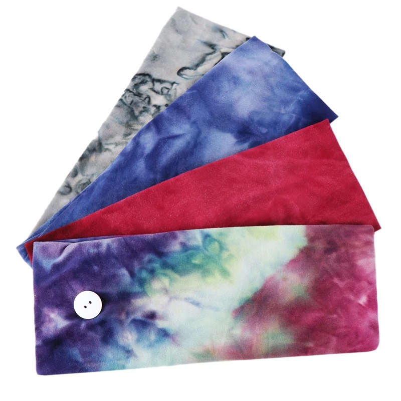 

4Pcs Headbands with Buttons for Face Mask Hair Accessories Soft Yoga Sports Elastic Hair Band Fashion Hair Band Unisex