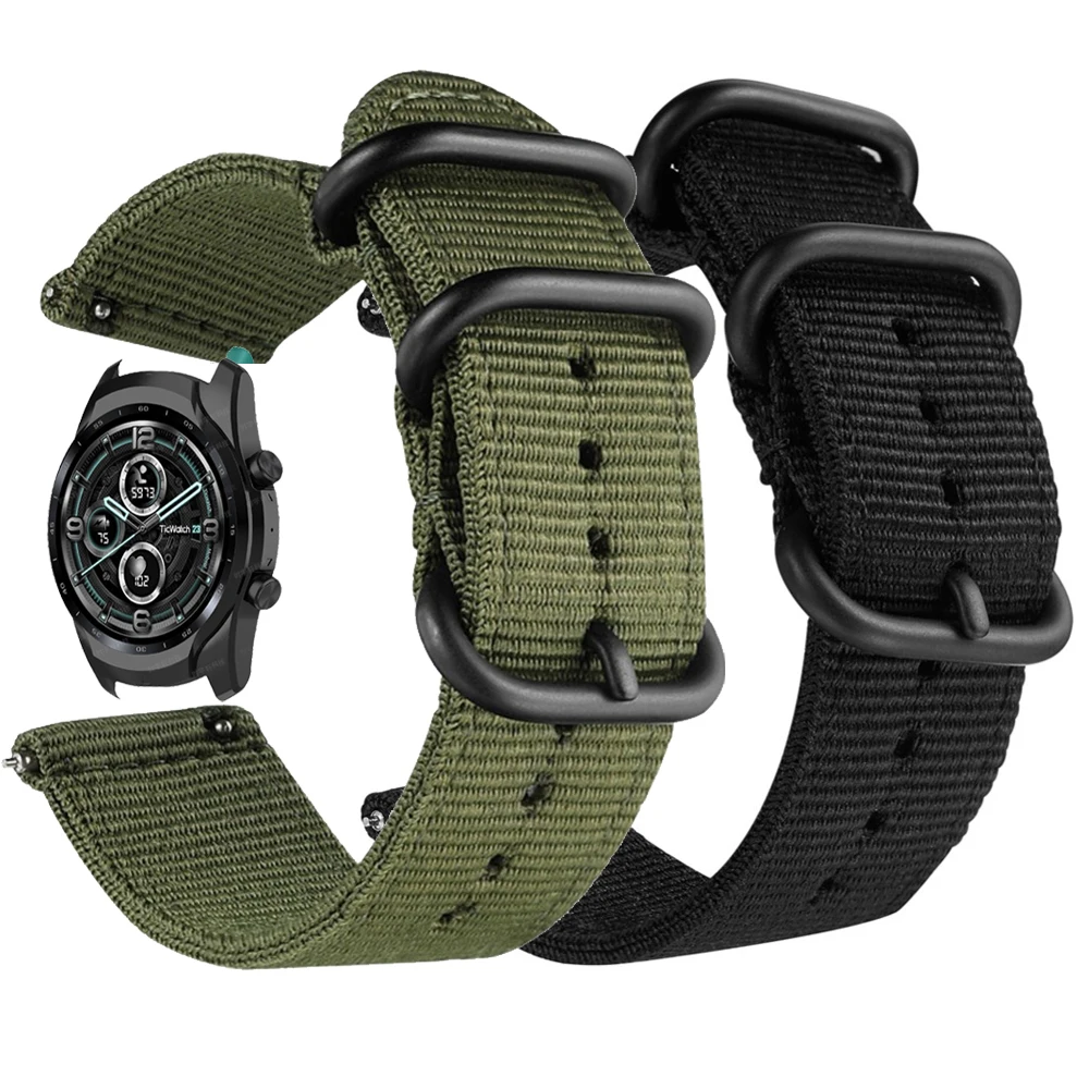 22MM Nylon Canvas Strap For Ticwatch GTX Smart Watch Band Sport Wrist Bracelets For Ticwatch Pro 3 GPS/2020/2019/E2/S2 Correa