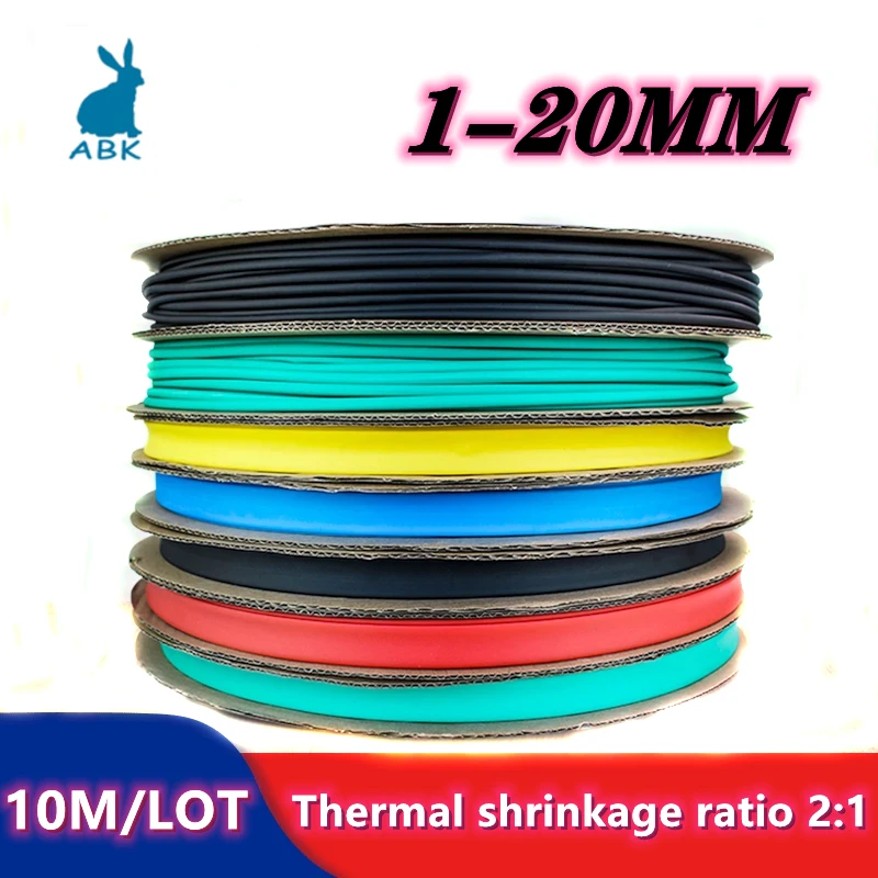 10 METER/LOT 1/2/3/4/5/6/8/10/10/12/14/16/18/20mm Heat Shrink Tubing Tube kit Insulation Wire Cable |