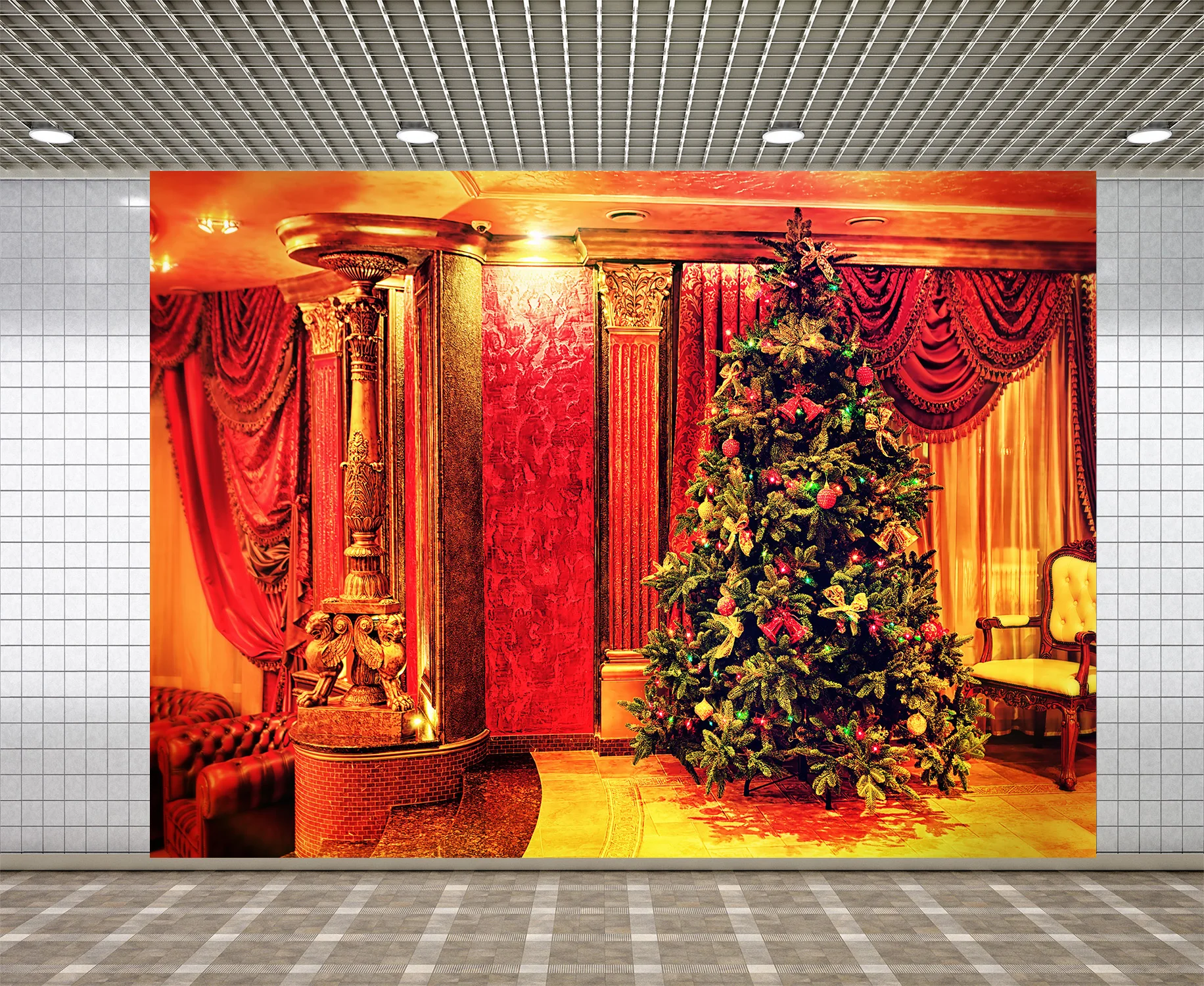 

Lyavshi Рождественская Елка роскошный винтажный Крытый декоративный фон стул шторы фото фон, фото-декорации