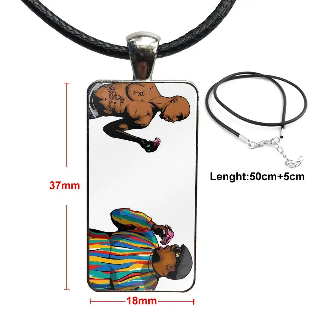 Бигги и Тупак лицо рэп хип-хоп модный стеклянный кабошон подвеска прямоугольное