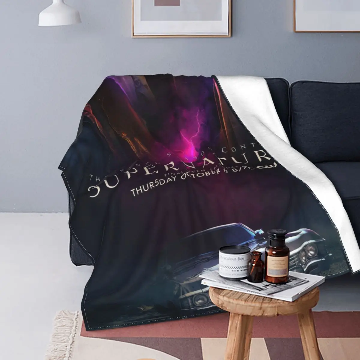 

Supernatural Movie Wool Blankets Sam Dean Castiel Bobby Singer Creative Throw Blankets for Home 150*125cm Bedspreads
