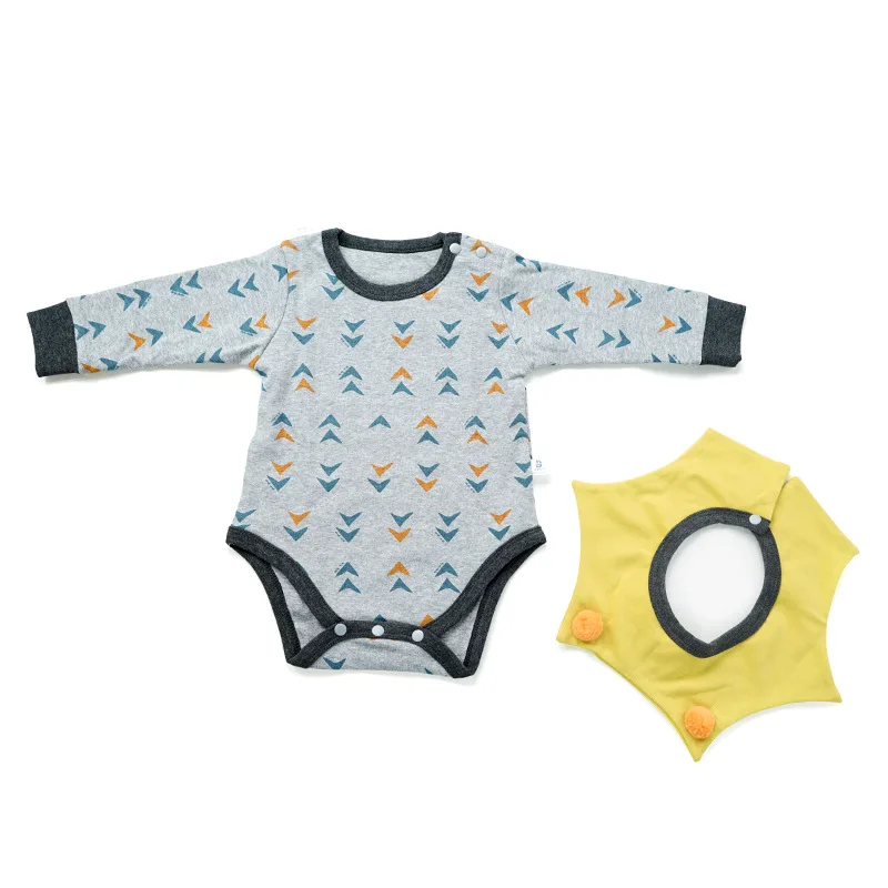 2019 Baby Boy Clothes Long Sleeve Triangle Printed Babies Bodysuit Pure Cotton Newborn Clothing 3-24 Months Infant | Детская одежда и