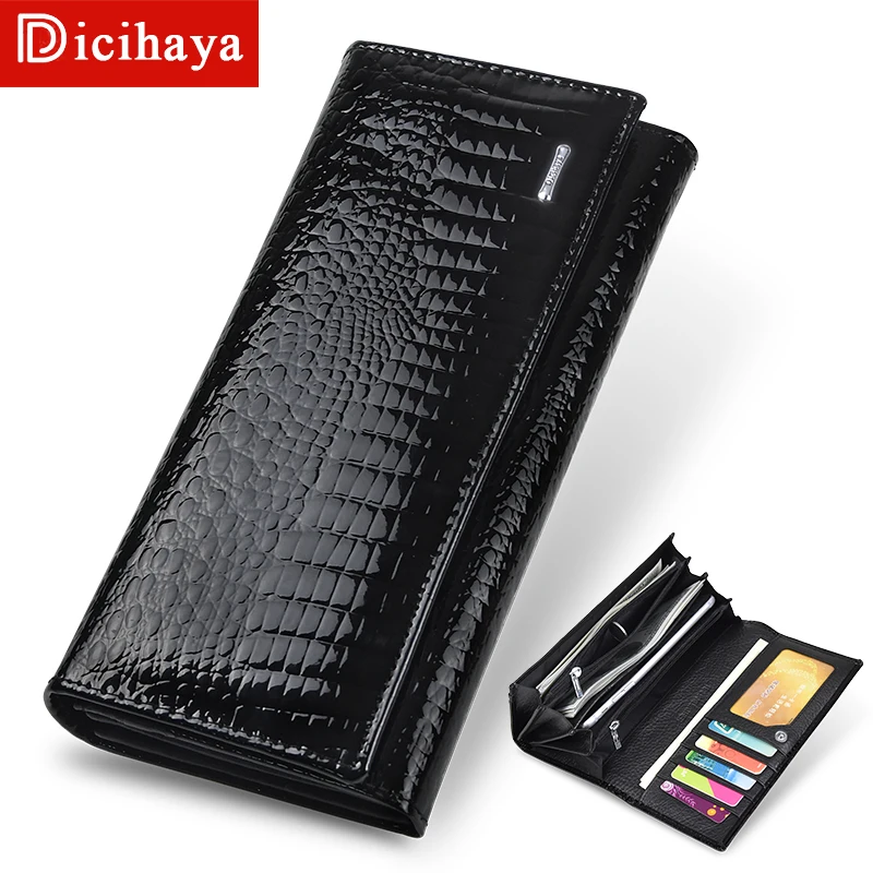 Кошельки DICIHAYA из натуральной кожи для женщин длинные дамские бумажники на