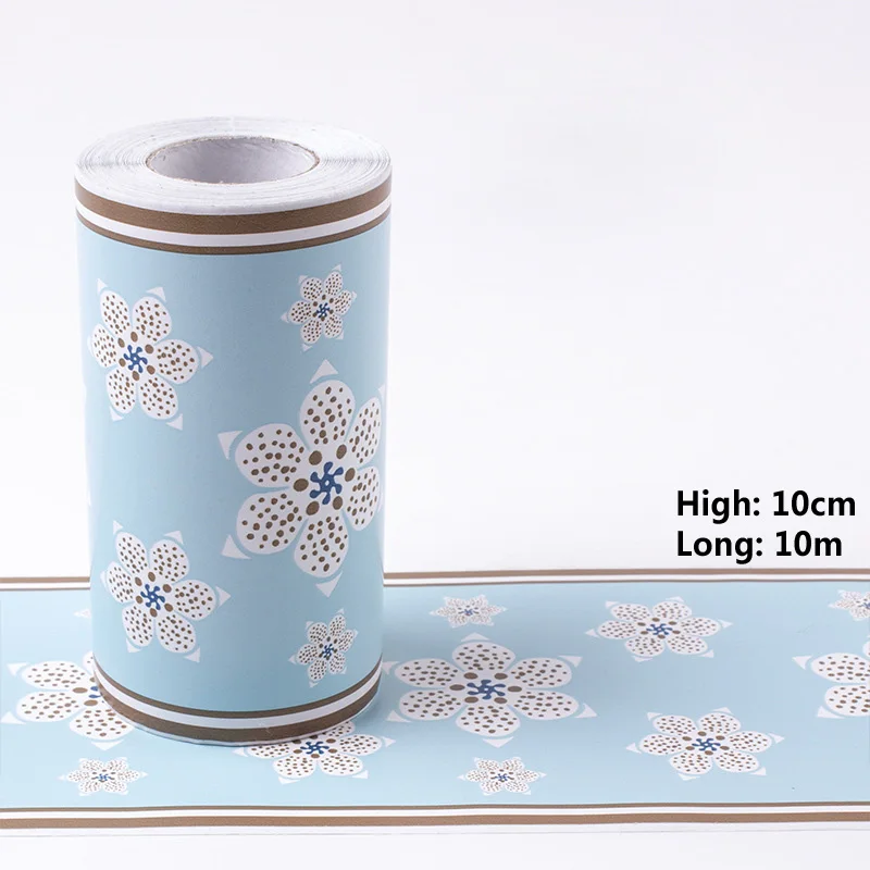 Blue 10*1000 см водонепроницаемый домашний Декор ПВХ стикер s талия Наклейка на стену для ванной комнаты кухни комнаты самоклеющиеся обои границы - Цвет: Blue