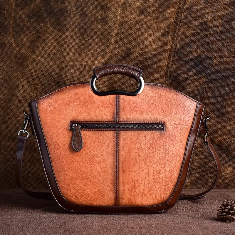 

2020 new head cowhide retro women's bag embossed pattern single shoulder oblique span large capacity women's handbag purses