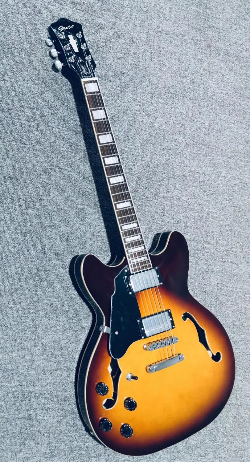 

free shipping custom grote left handed electric jazz guitar professional vintage Guitarra hollow body lefty Electric guitar