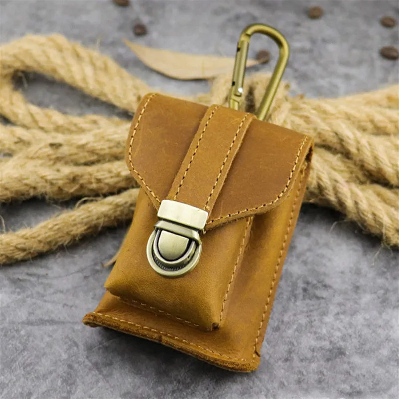 Поясная Сумка LEACOOL из натуральной кожи для мужчин кошелек на пояс чехол сигарет