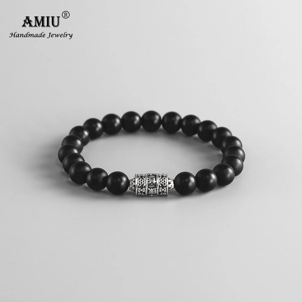 AMIU Молитвенное Колесо высокое качество натуральный черный бисер оникс лечебный