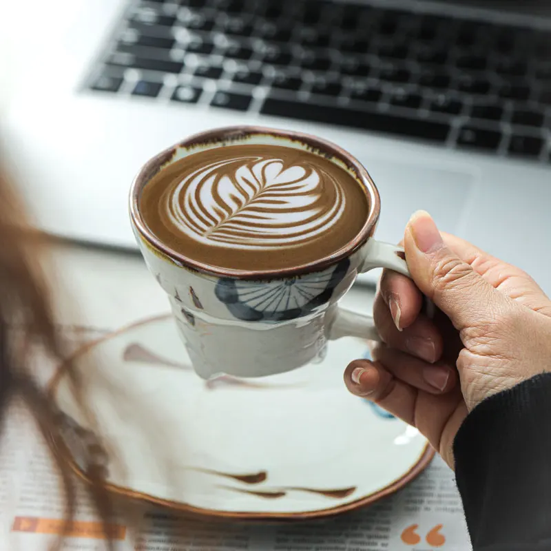 Высококачественная кофейная чашка набор блюдце матовая керамическая кружка