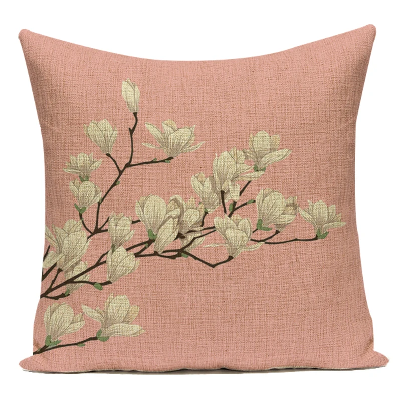 Декоративные подушки с тропическим зеленым листом пальмы и цветущей сливы, чехол из полиэстера для дивана, спальни, подушечный чехол.