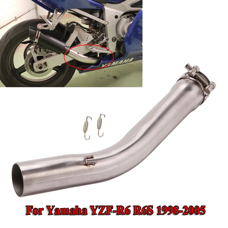 

R6 Middle Link Pipe Motorcycle System System Connetion Tube For For Yamaha YZF-R6 R6s 1998-2005 Slip On Exhaust Modified Pipe