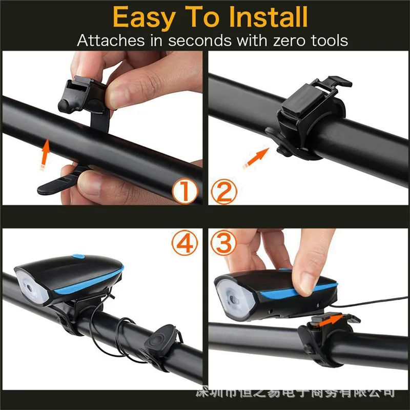 

1200 MAh Bicycle Light Waterproof MTB Bike Horn Lamp USB Rechargeable LED Headlight Outdoor Safety Warning Riding Taillight