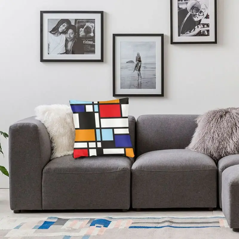 Квадратная декоративная подушка Piet Mondrian для кабинета II 3D двусторонний чехол с