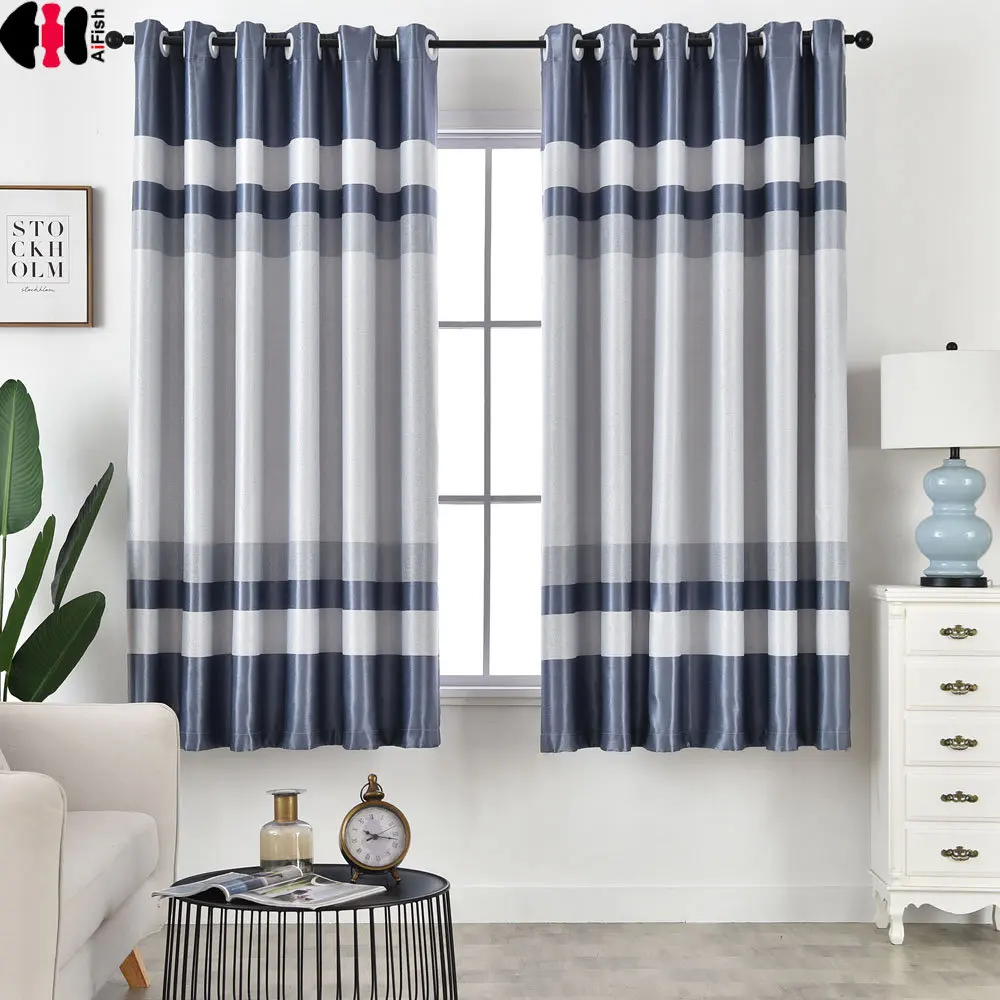 1 PCS W100xL200cm Cross Stripe Curtain For Bedroom Livingroom Door Small Window Blackout Drapes PC030C | Дом и сад