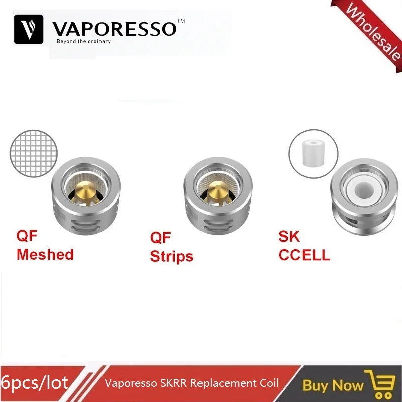 6 шт. оригинальный спираль Vaporesso 0.2ohm QF Mesh 0.15ohm полоски Vape Core для SKRR Atomizer Luxe S Kit