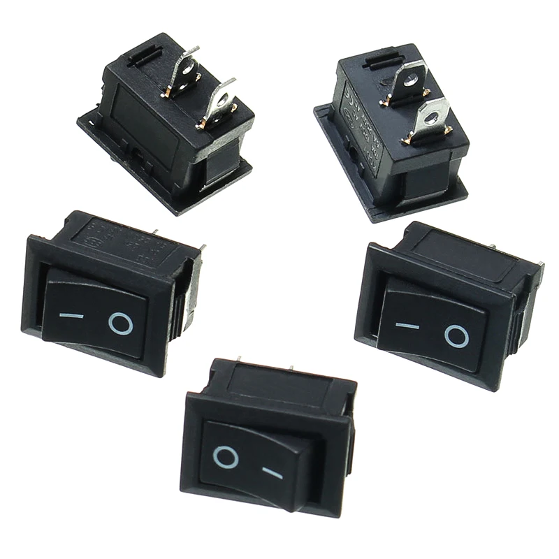 

2Pin ON/OFF KCD1-101 10Pcs/Lot Rocker Push Button Mini Switch 10*15mm 117S 2-Pin 250V 3A 125V 6A ON-OFF Black Plastic Dip Switch