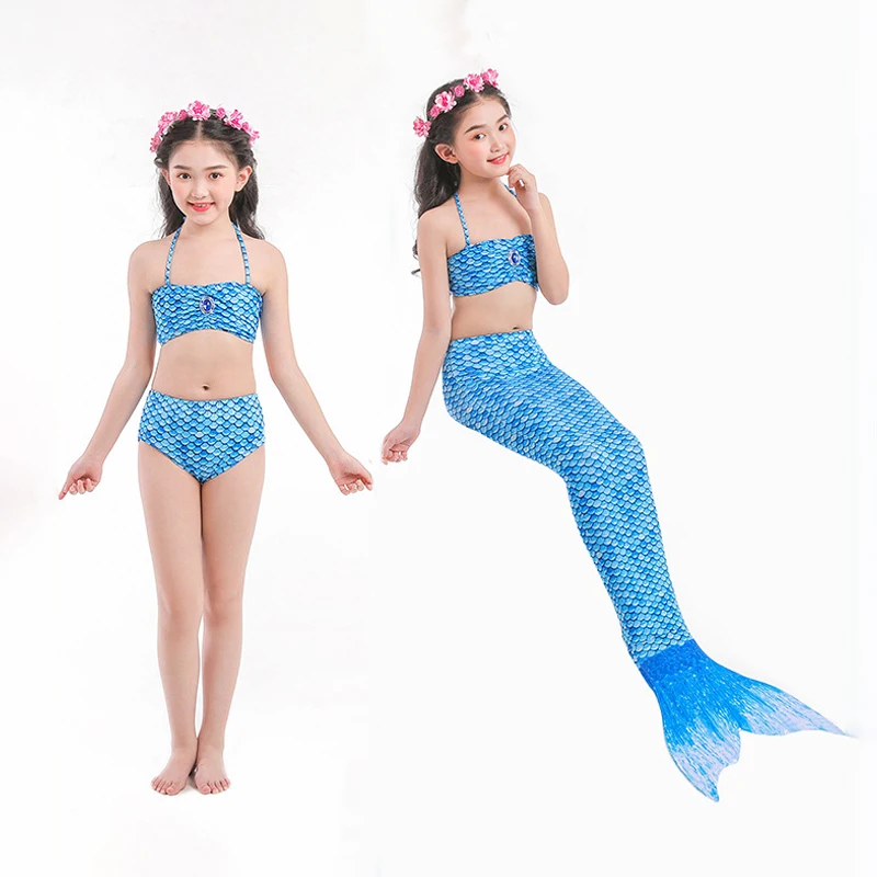 Summer Mermaid Girl Swimsuit 3 PCS Sport Beach Kids Swimwear Outdoor Teenanger Gilr Bathing Suits Children Swimming Clothes | Спорт и