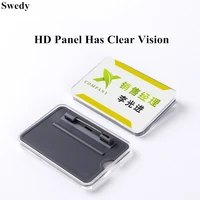 60x40mm transparent plastic horizontal id badge card holder acrylic name badg holder tags with pin