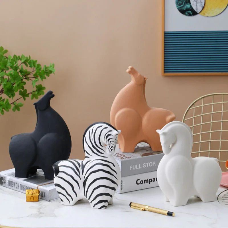 

Nordic Contracted Cartoon Zebra Artware Animal Sculpture Home Decoration Accessories Modern Art Resin Statue Room Decor Ornament