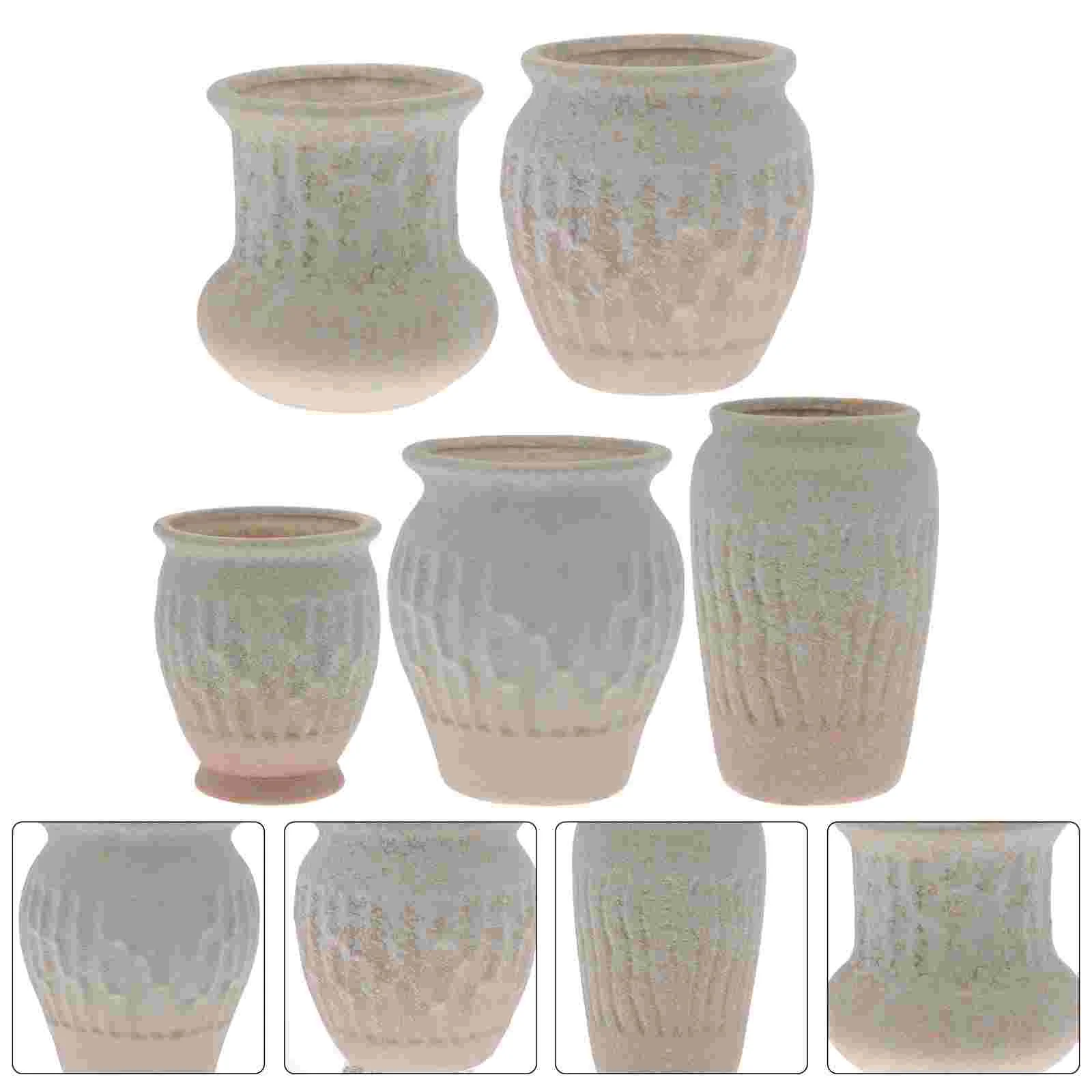 

5 шт. простой цветочный горшок для суккулентов, дышащий керамический горшок, украшение для балкона