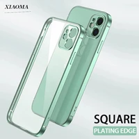 luxury plating square frame transparent case for iphone 12 11 pro max mini iphone se 2020 x xs xr 6 6s 7 8 plus soft clear cover